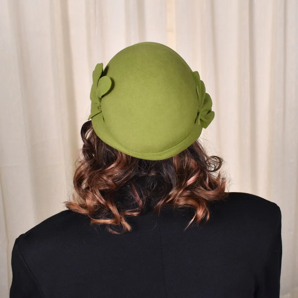 1950s Olive Green Fan Hat