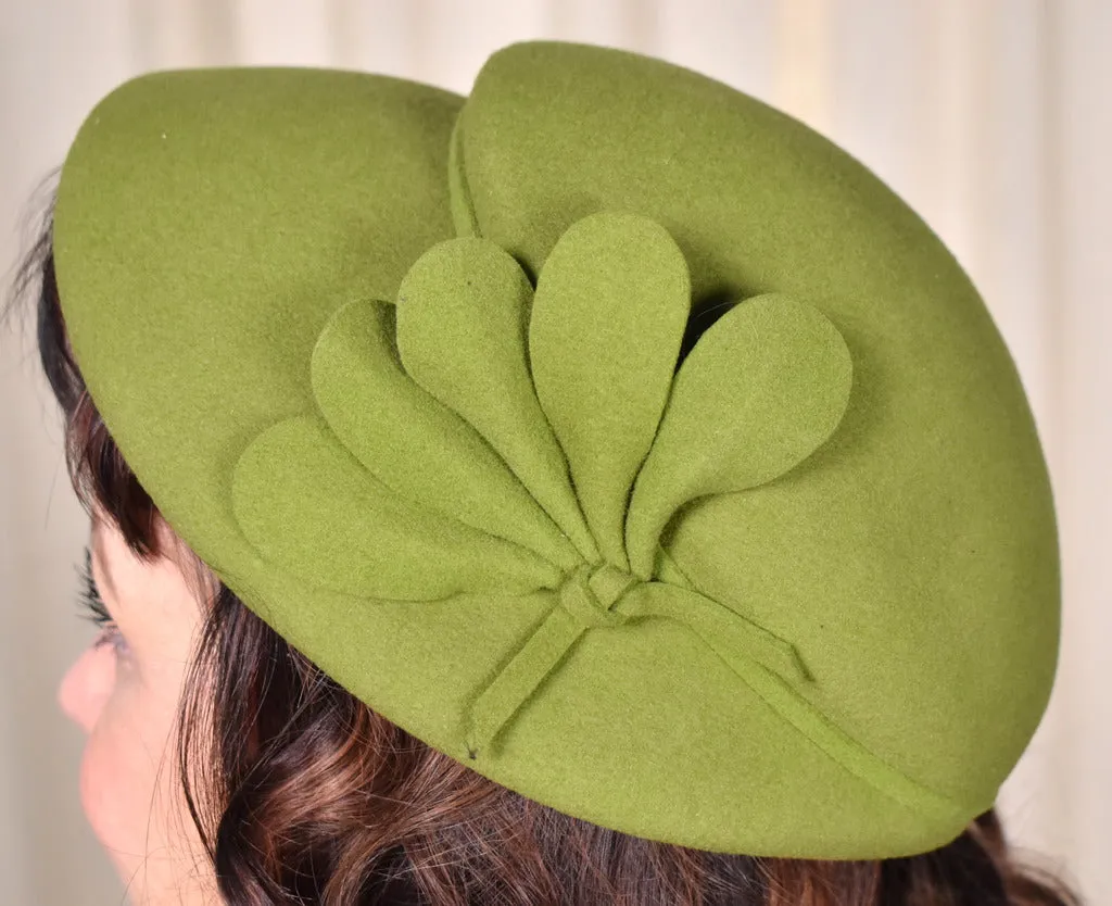 1950s Olive Green Fan Hat