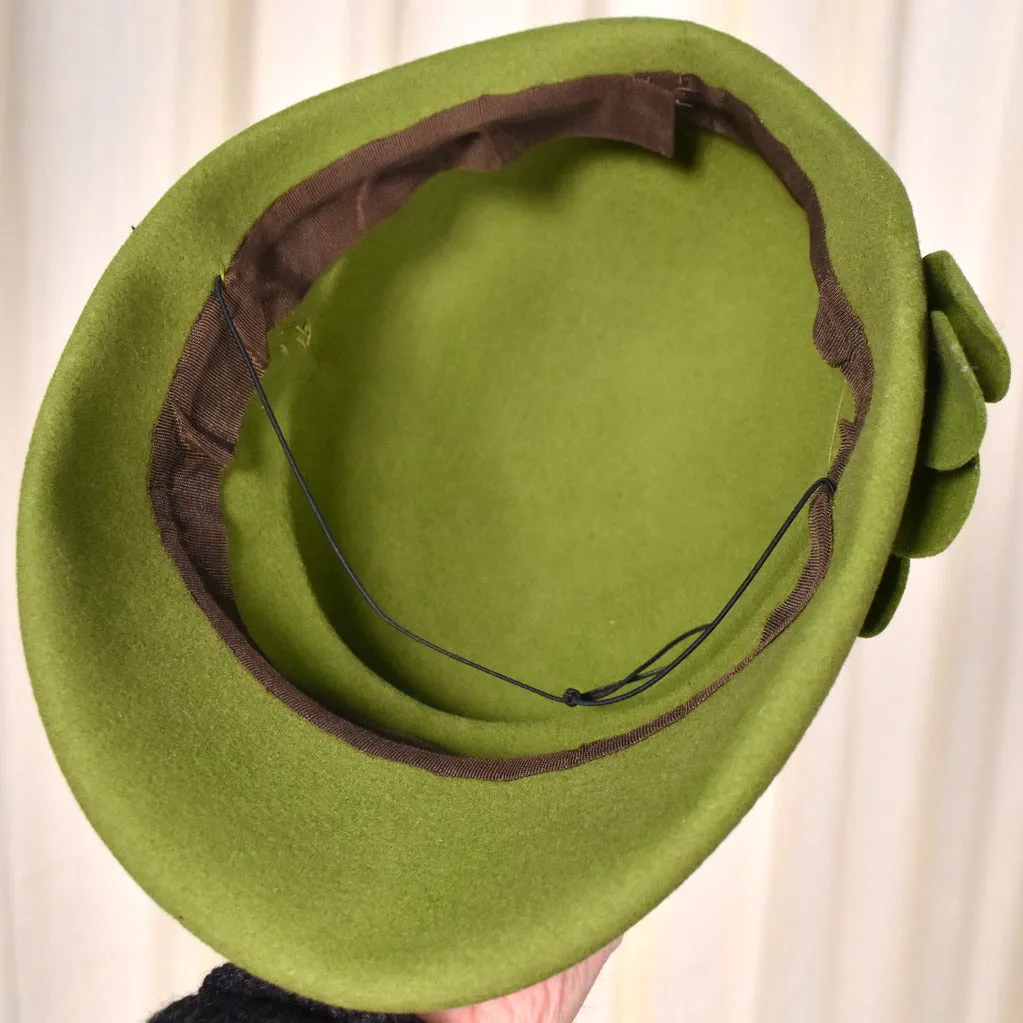 1950s Olive Green Fan Hat