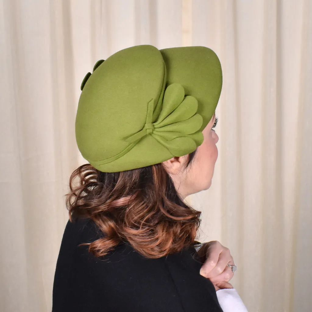 1950s Olive Green Fan Hat