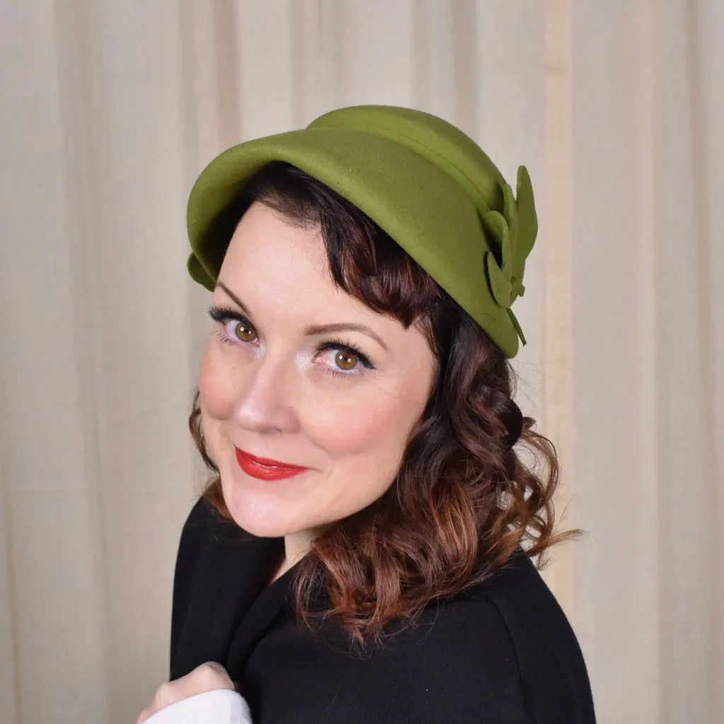 1950s Olive Green Fan Hat