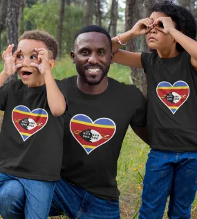 1sttheworld T-Shirt - Eswatini Flag Heart T-Shirt Black A35