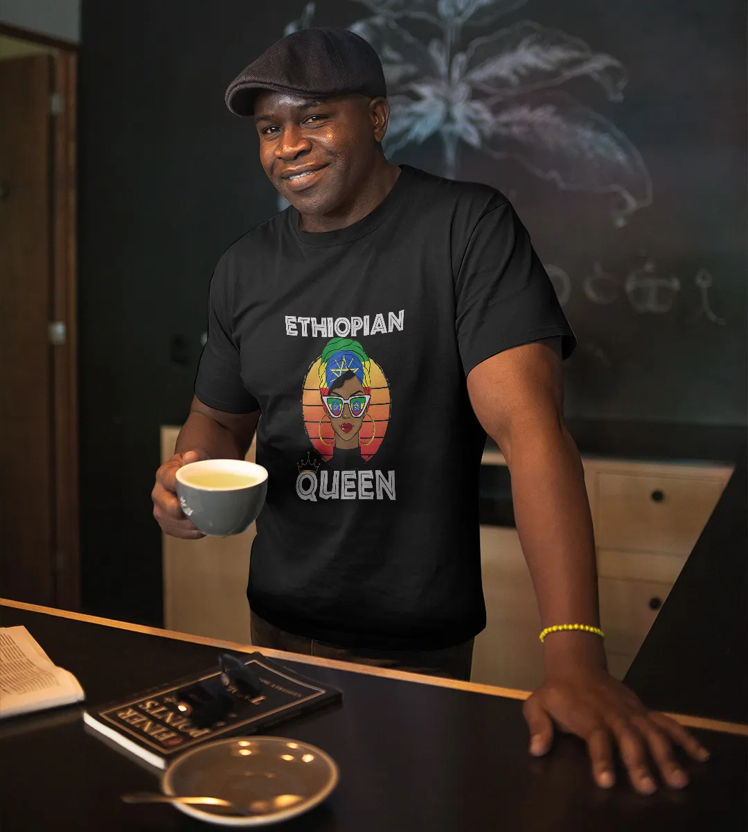 1sttheworld T-Shirt - Ethiopian Queen African T-Shirt Black A35