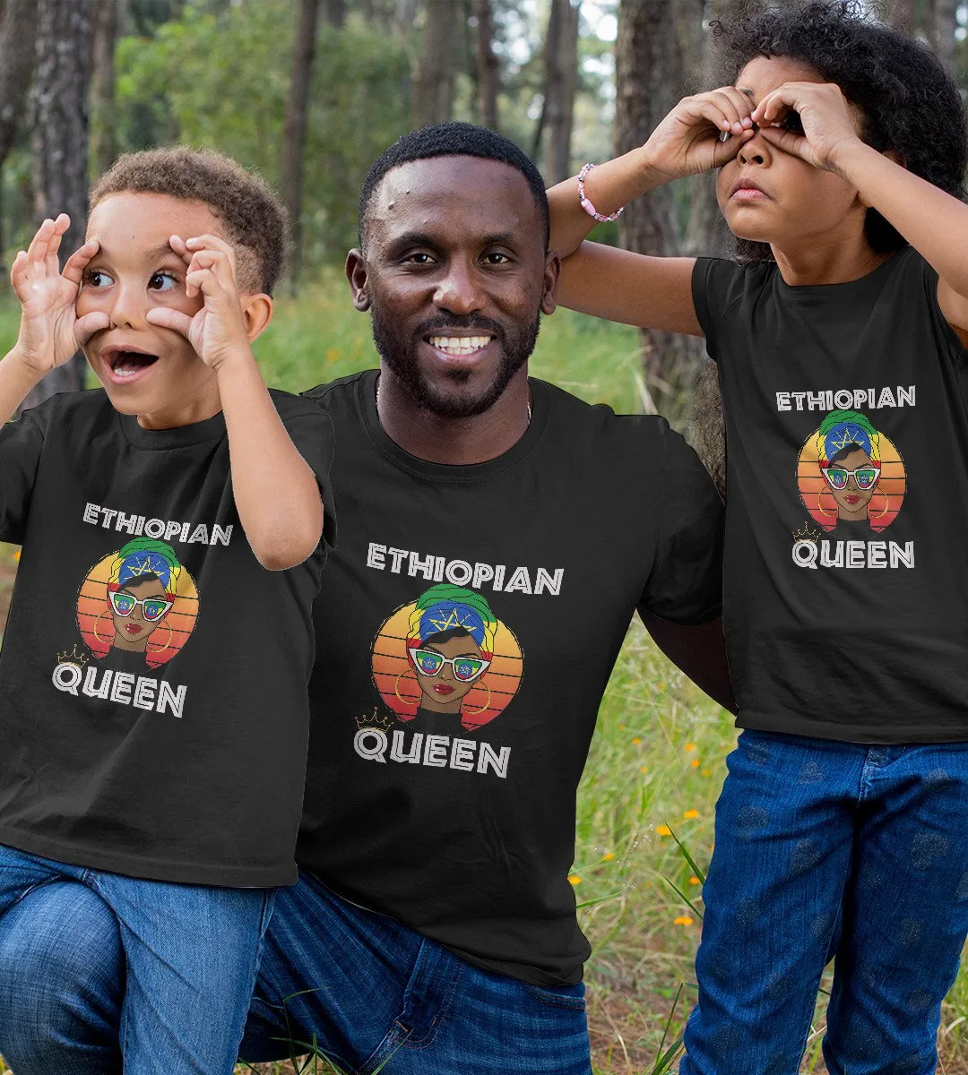 1sttheworld T-Shirt - Ethiopian Queen African T-Shirt Black A35