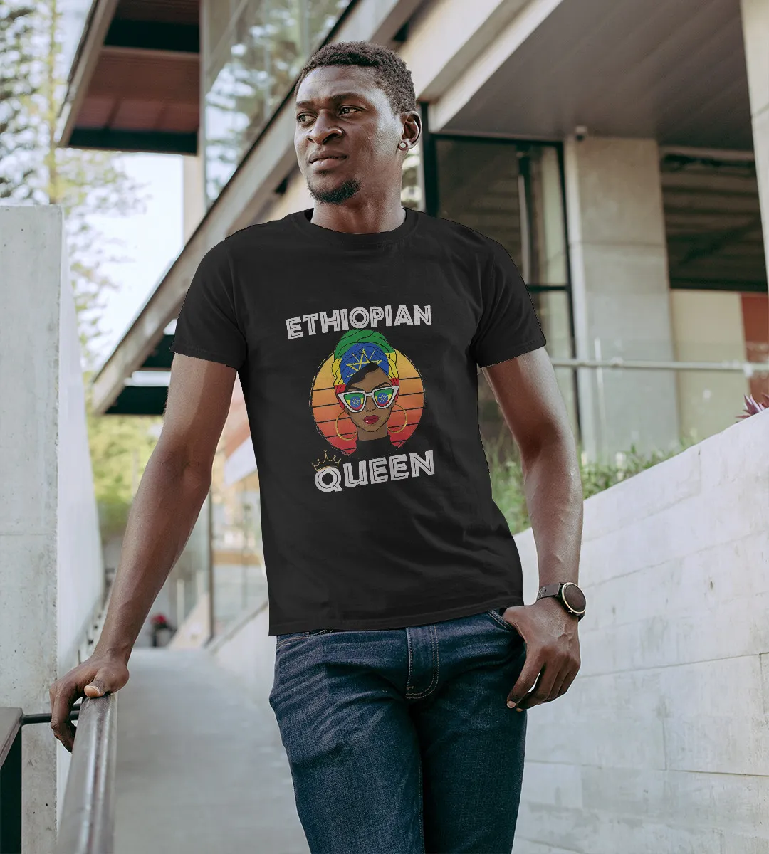 1sttheworld T-Shirt - Ethiopian Queen African T-Shirt Black A35