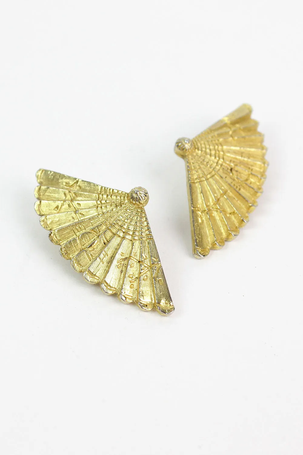 60s Gold Fan Earrings