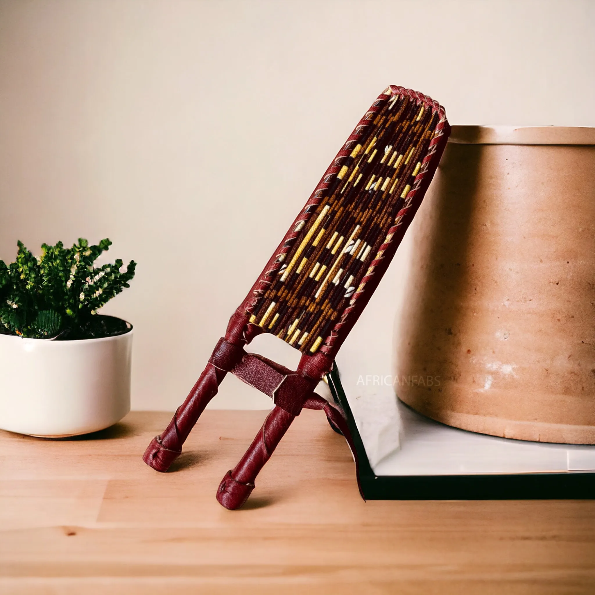 African Hand fan - Ankara print Hand fan - Kwadwo - Yellow kente