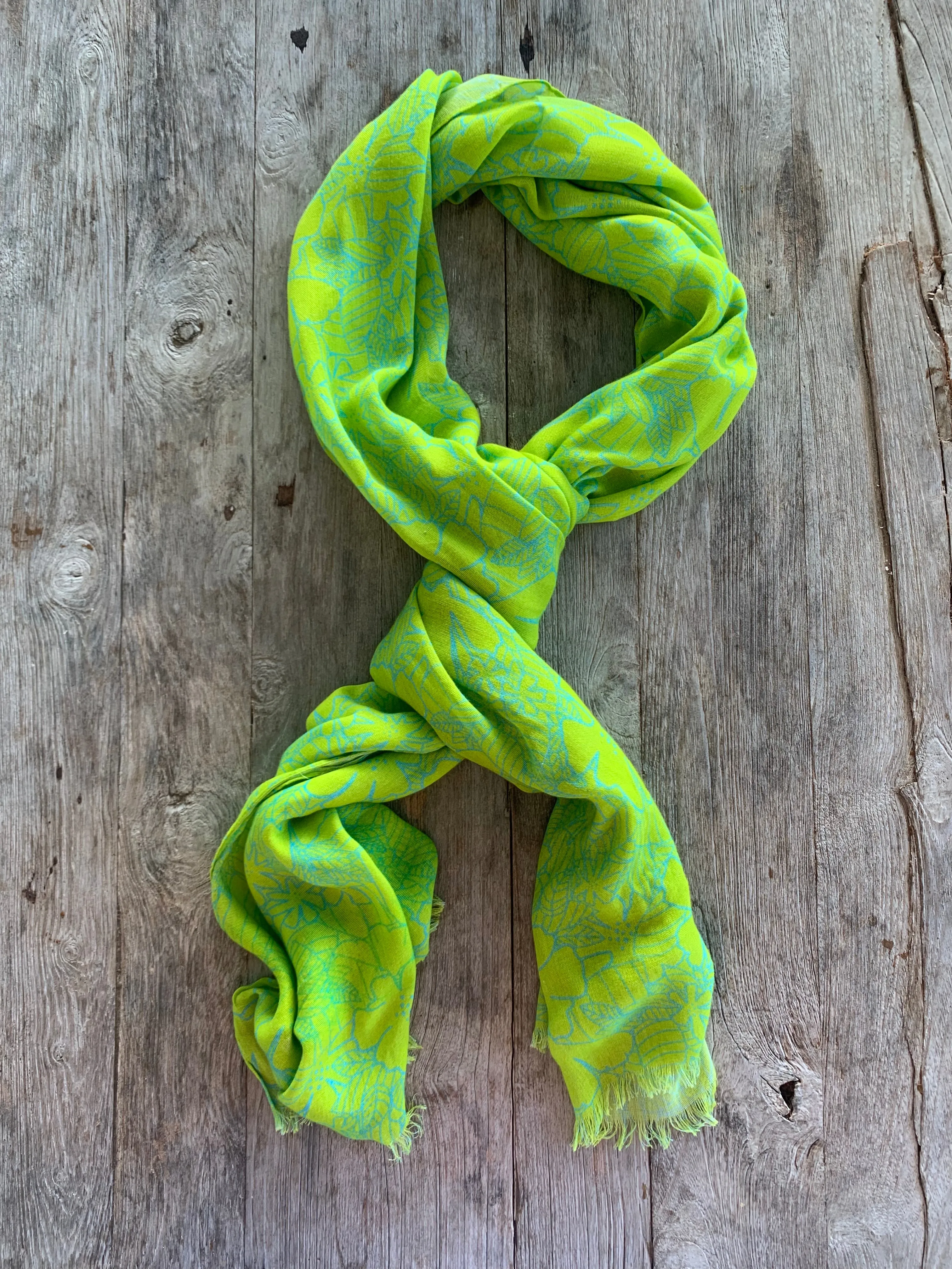 Anegada Scarf - Green Plumeria