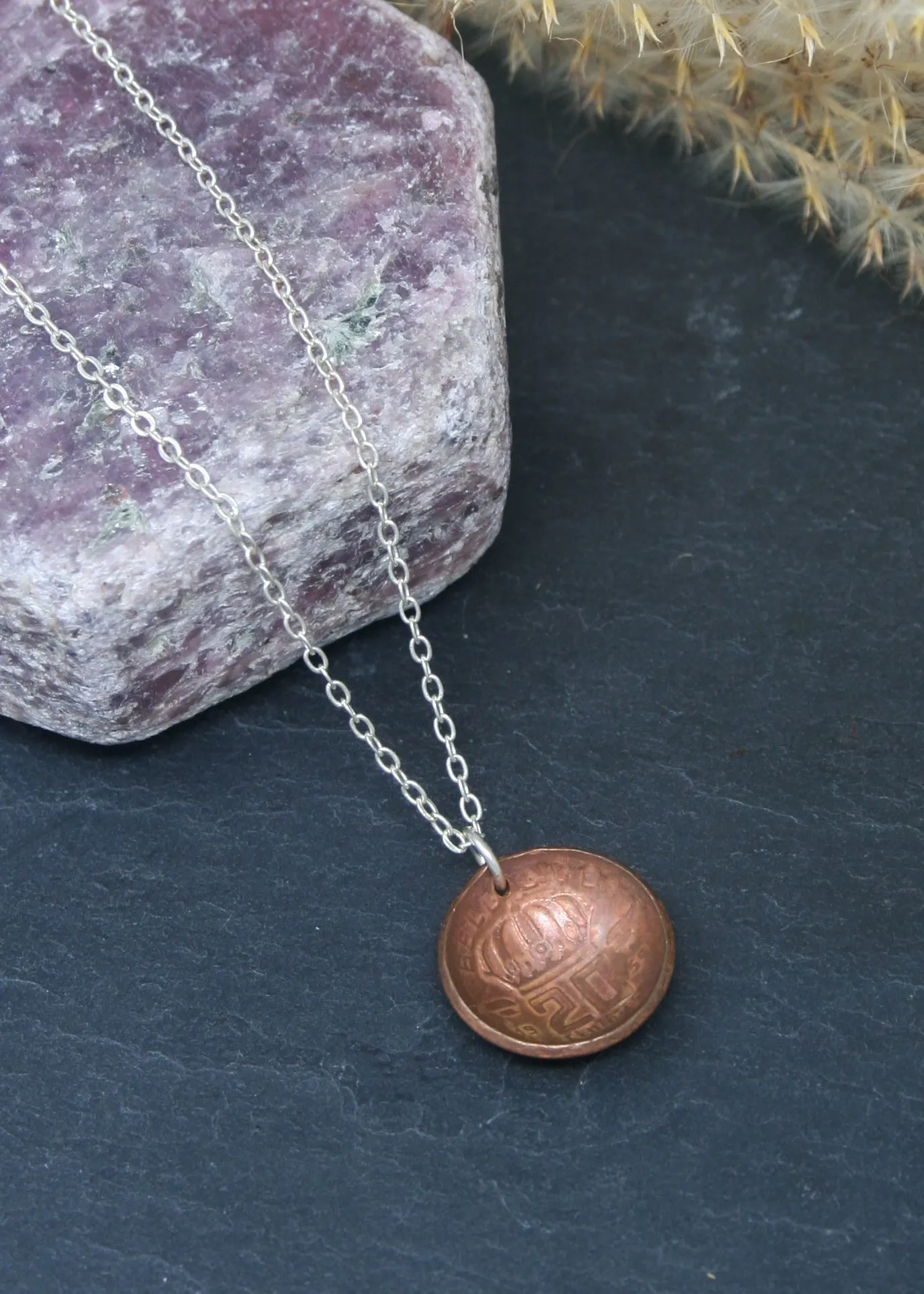 Belgium World Coin Pendant Necklace