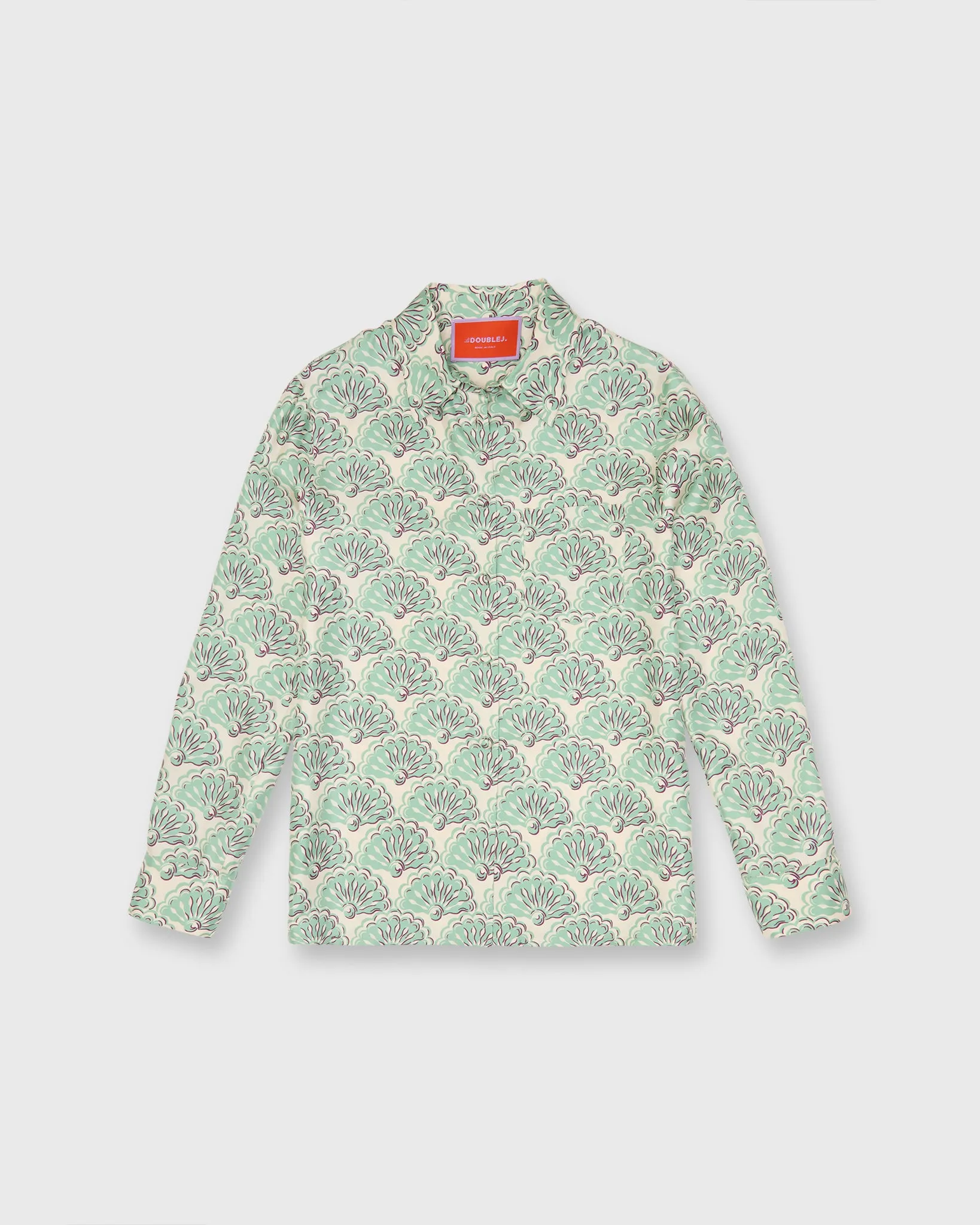 Boy Shirt in Mint Fans Silk Twill