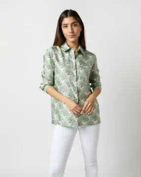 Boy Shirt in Mint Fans Silk Twill