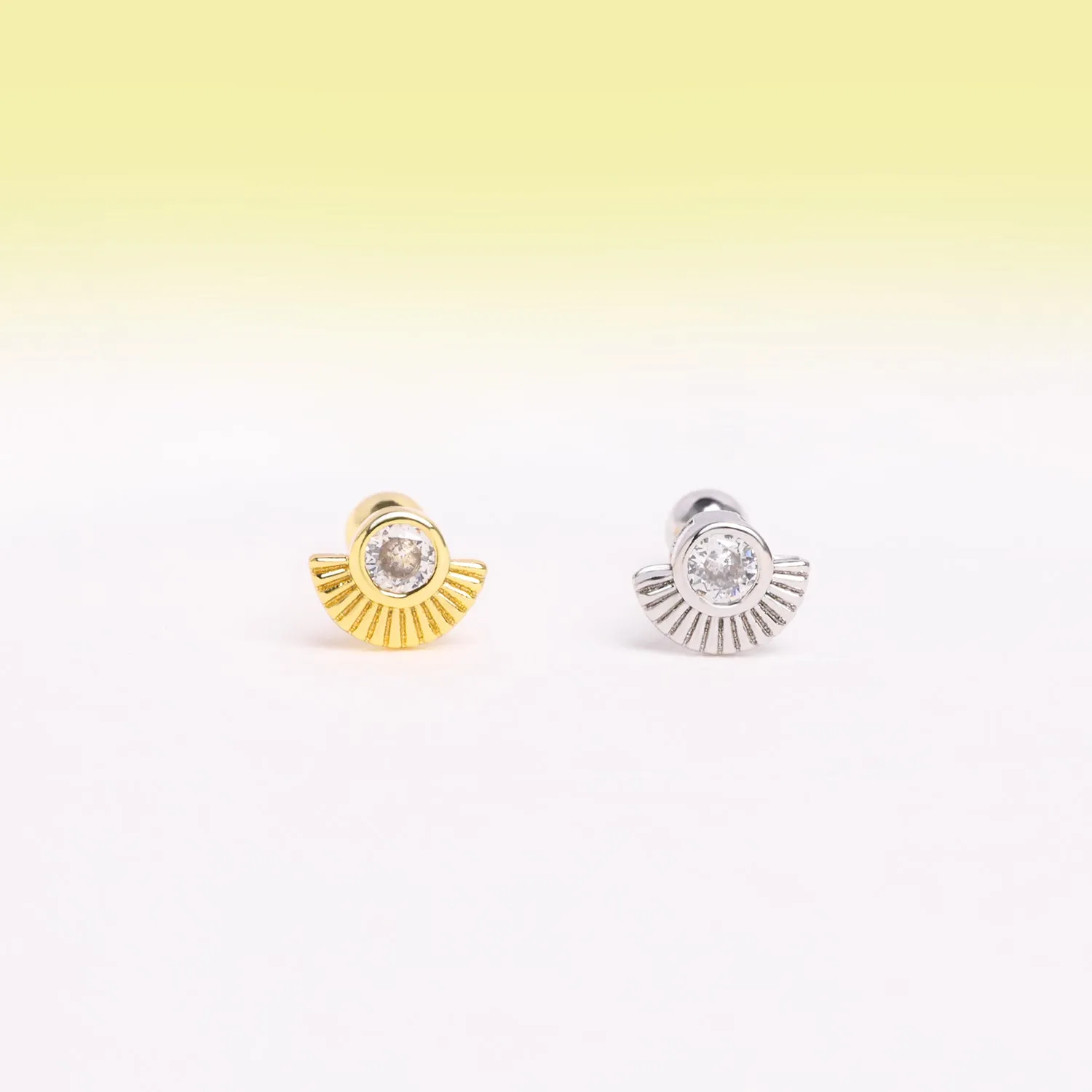 Fan Shaped Gemstone Stud