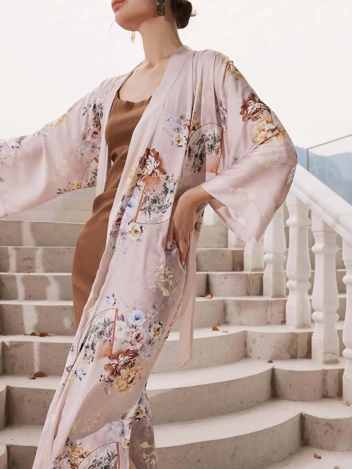 Folding Fan Kimono Robe