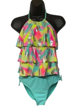 GIRLS MULTI-COLORED TWO-PIECE SWIM WEAR