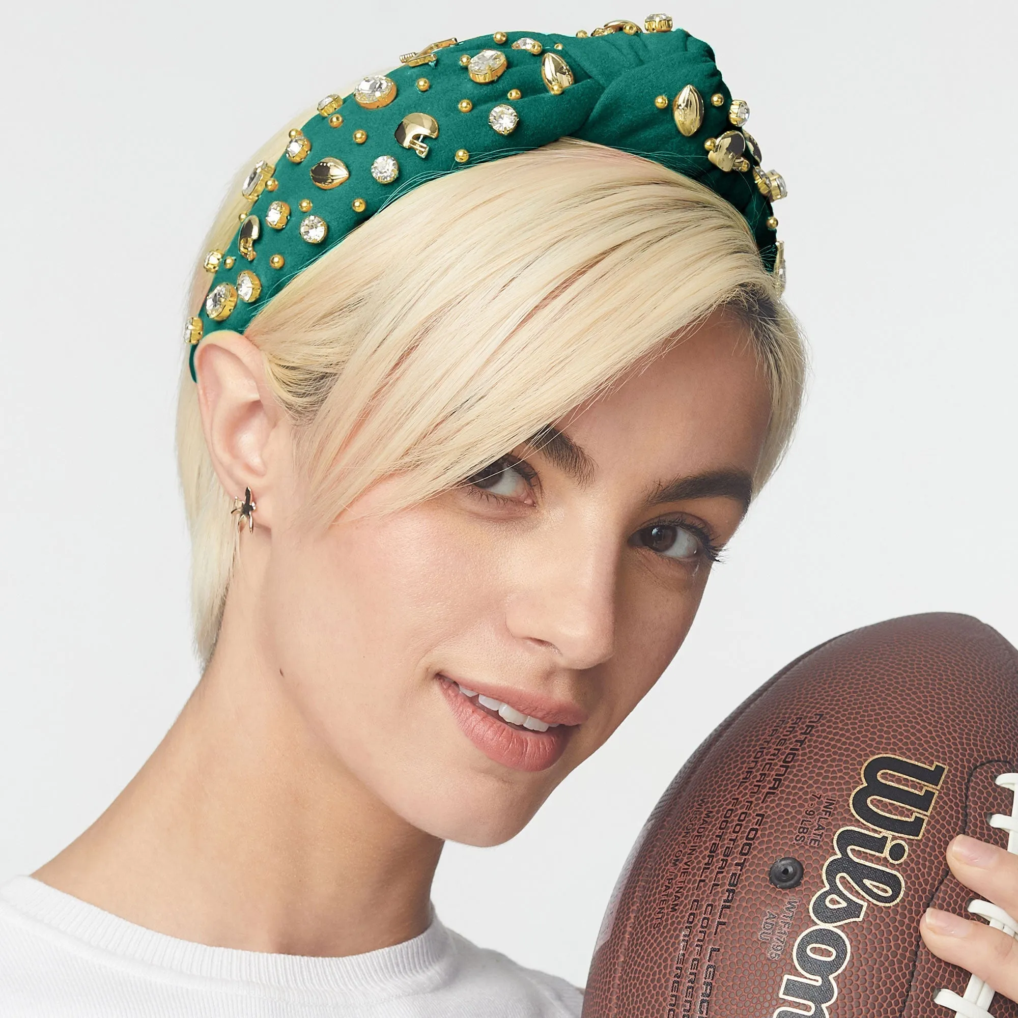 GREEN FOOTBALL KNOTTED HEADBAND