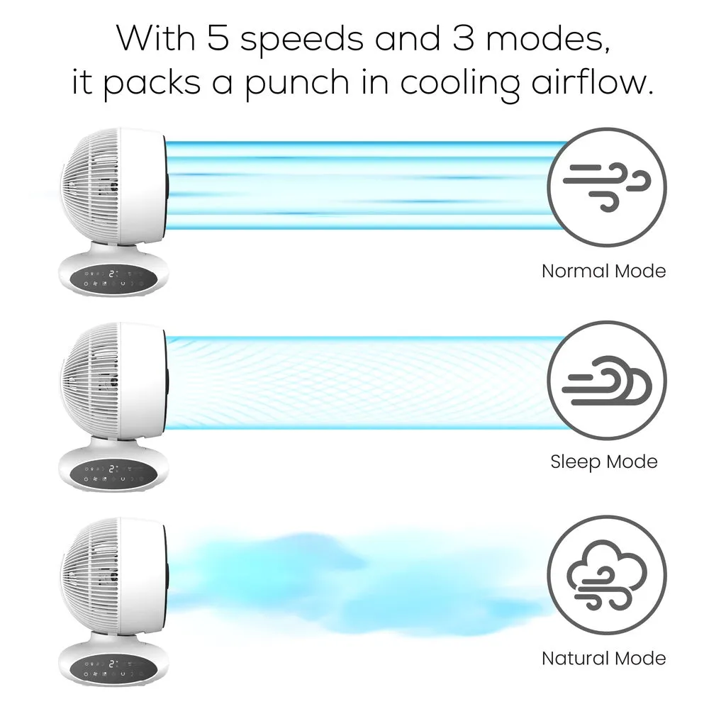 HOUM Air Circulator Fan C6 (6") / C8 (8") Table Desk Fan | 8 Hour Timer | 5 Fan Speed | Powerful