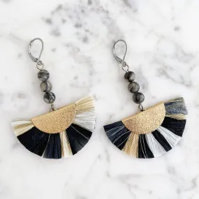 JADON raffia fan earrings