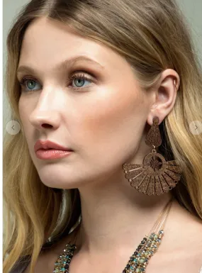 Mandala Fan Wooden Earring