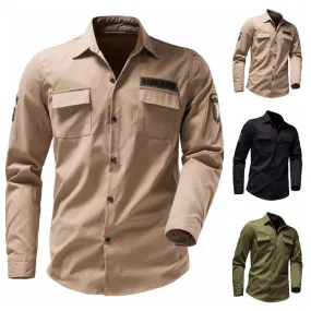 Outdoor Army Fan Multi Pocket Embroidered Men's Shirt