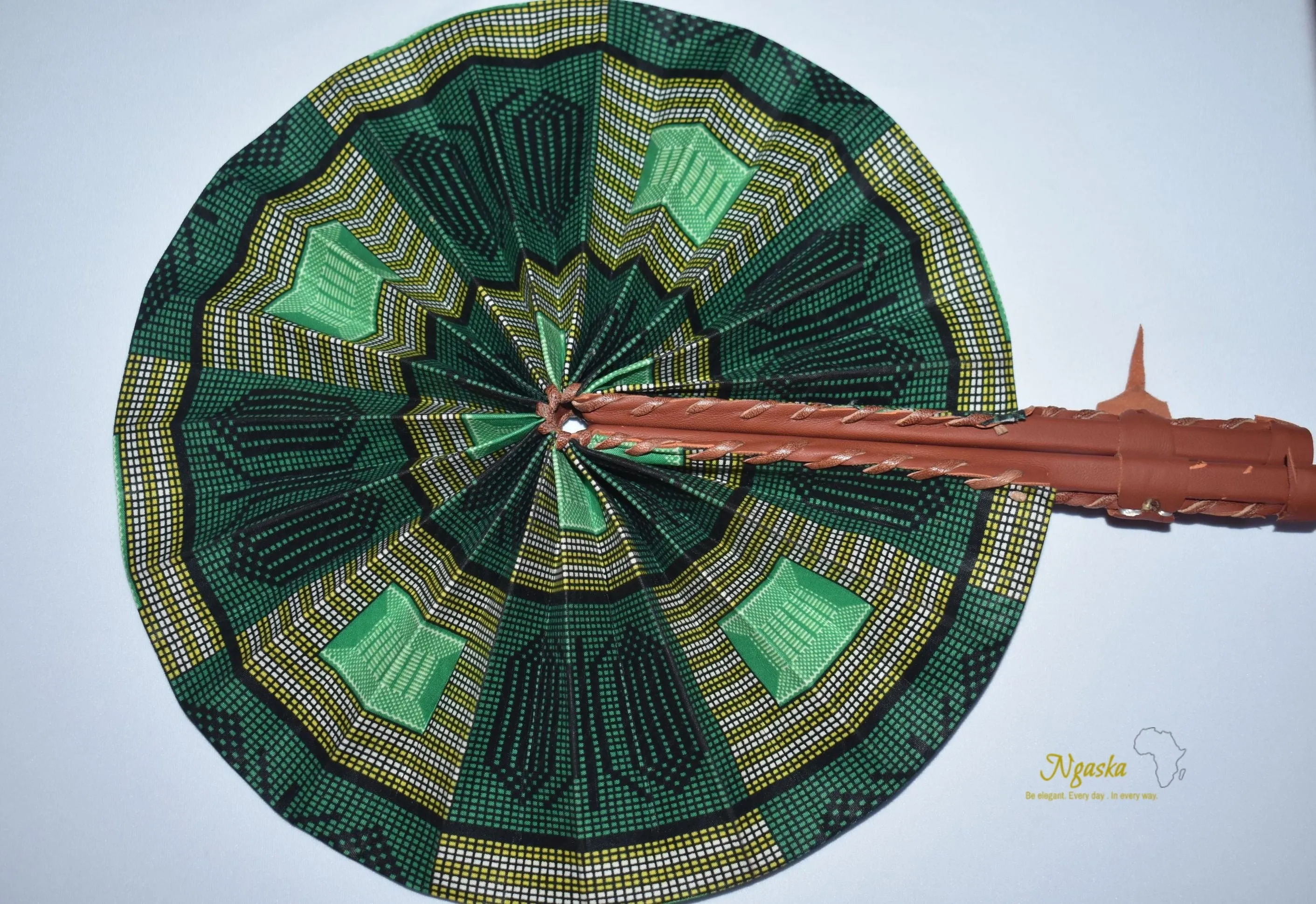 Purpose, Nature Royal Green African Tribal Print Fashion Fan FAN-25