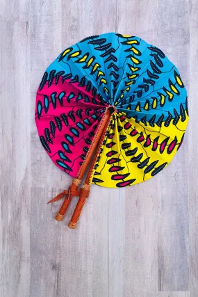 Rainbow Ankara Foldable Fan