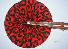 Red Royal African Tribal Print Fashion Fan FAN-24