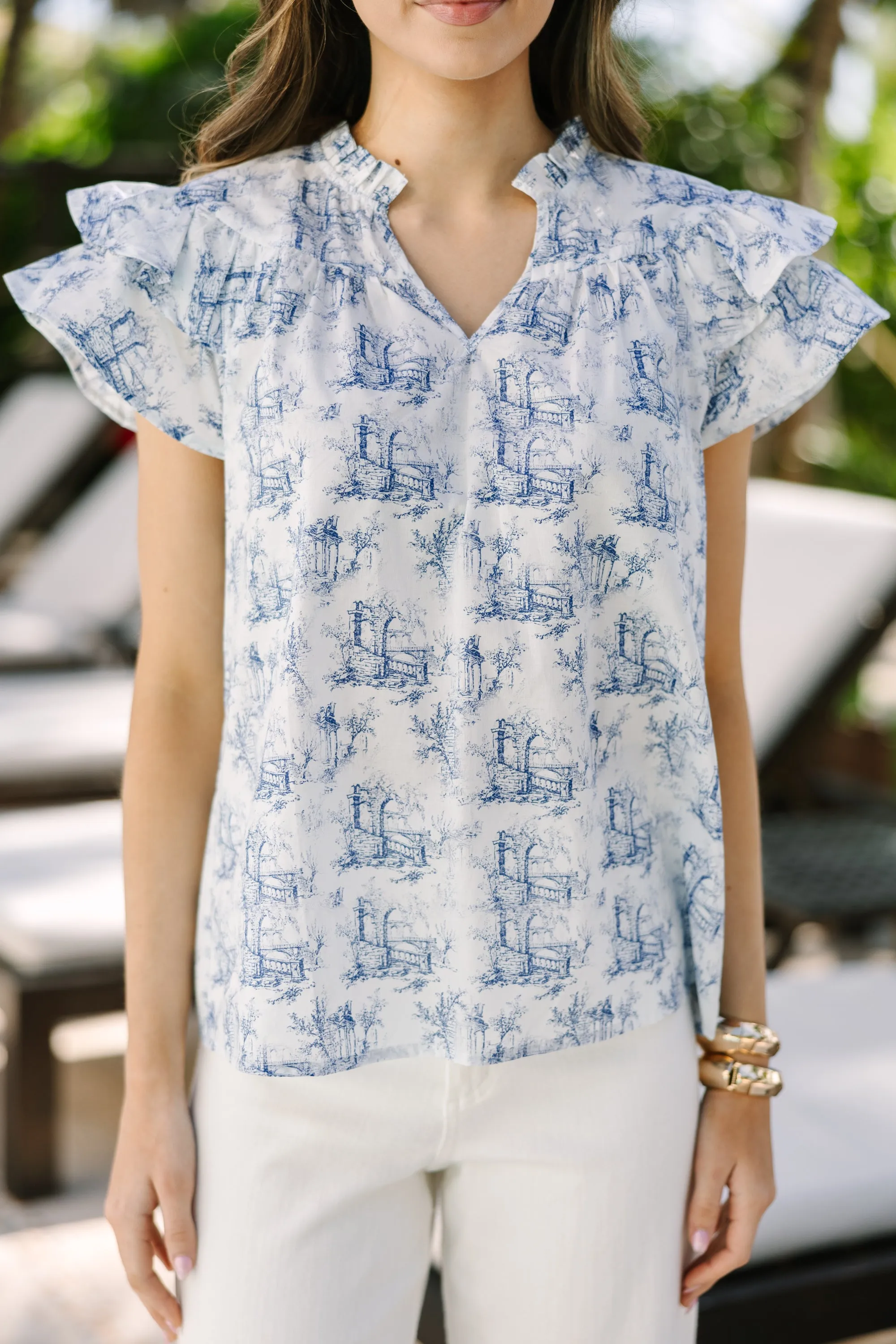 Wear It Well Blue Toile Blouse